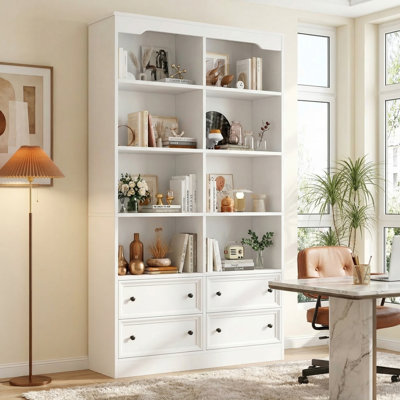 Harriet Bee Kirklyn 6-Tier Standard Bookcase with 4 Drawers